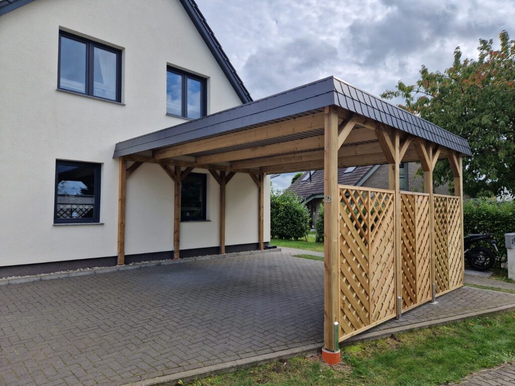 Carportbau aus Holz durch Holzbau K. Jager für Brüning Carports
