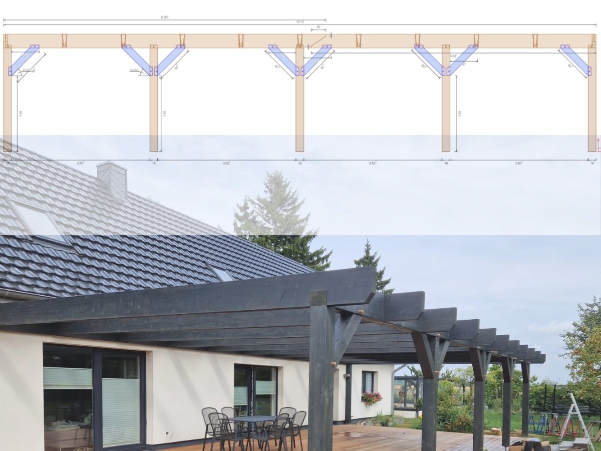 Bauplan für eine Terrasse mit Pergola in Demmin