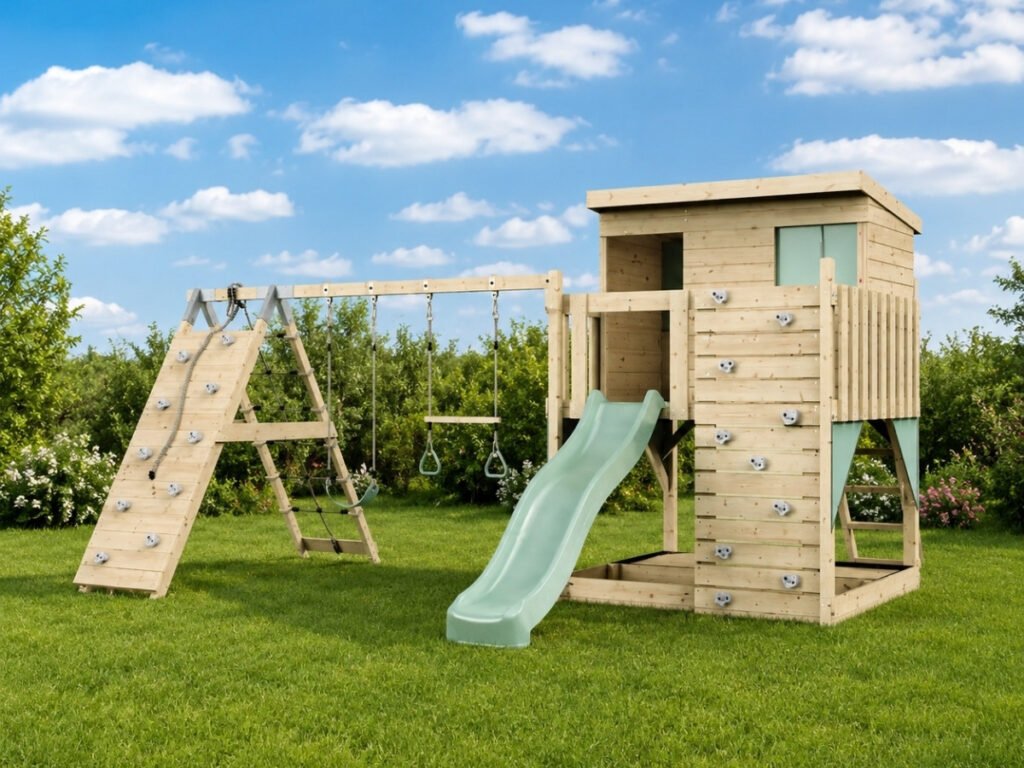 Kletterturm aus Holz, Spielplatzgeräte von Gartenhaus.com