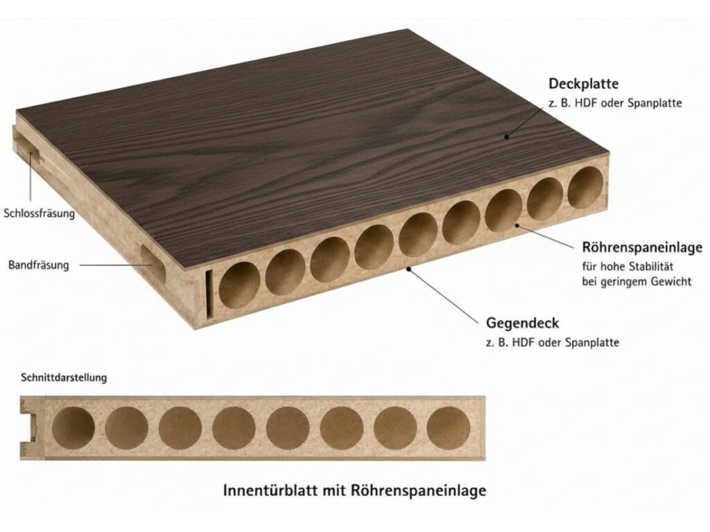 Türblatt mit Röhrenspaneinlage im Querschnitt