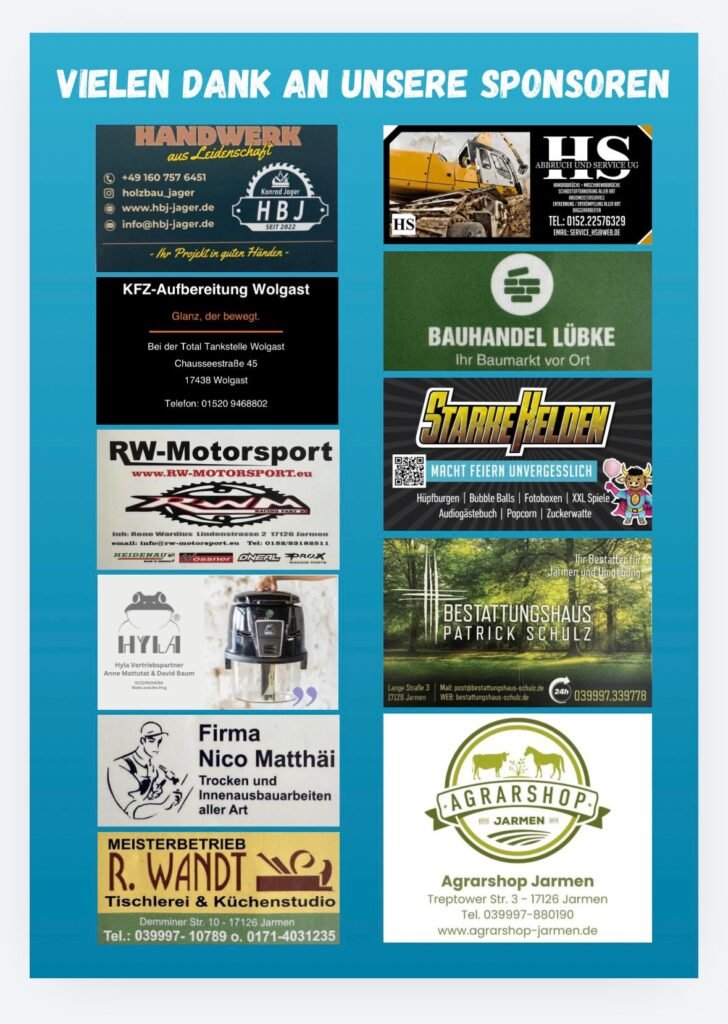 Sponsorenliste des Oldtimertreffens in Jarmen